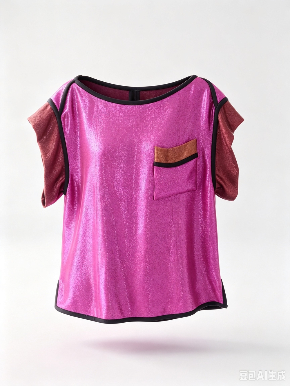 Louis Vuitton Shimmer Short Sleeve Pocket Tee in Fuchsia with Bronze Accents